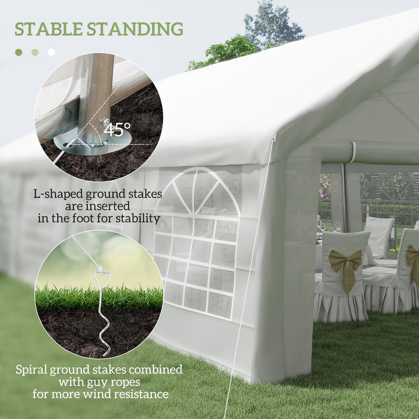 32x16 Outdoor Canopy Tent, Heavy Duty Carport With Cathedral Window, Removable Sidewalls, White, For Party, Wedding Tent