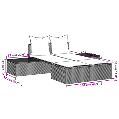 Double Sun Lounger with Cushions Poly Rattan