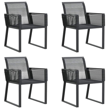 Garden Chairs, Set of 4, Black Poly Rattan