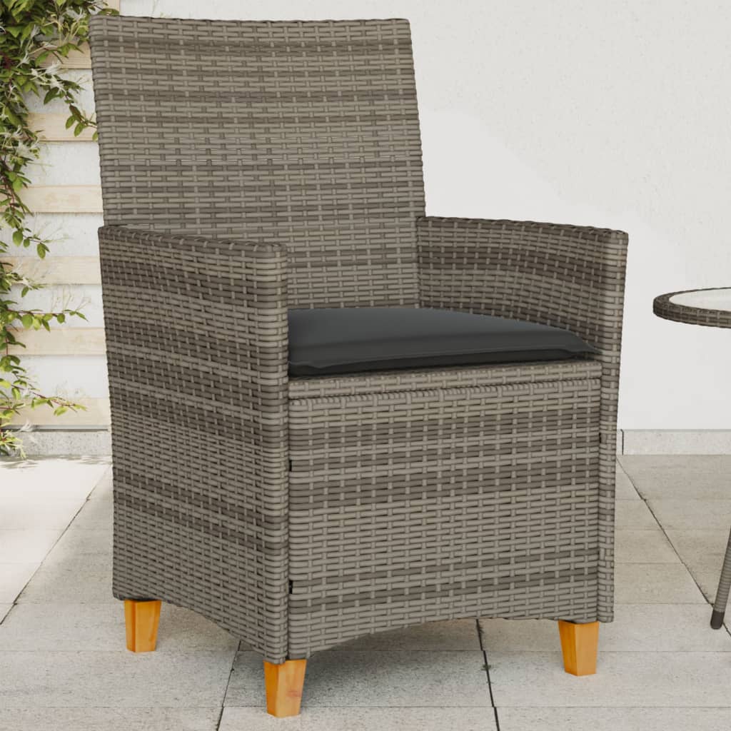 Garden Chairs with Cushions, 2 Pieces, Poly Rattan