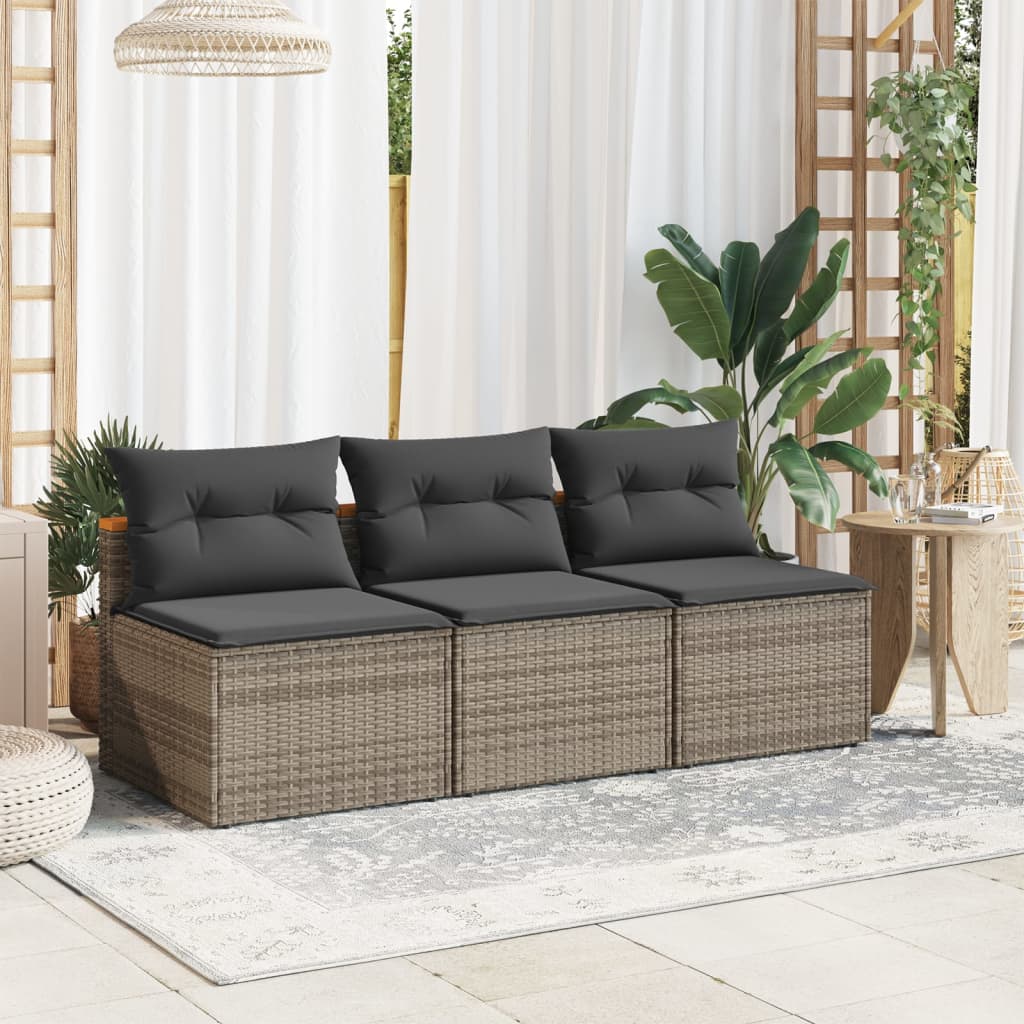 Garden Sofas without Armrests with Cushions, 2 Pieces