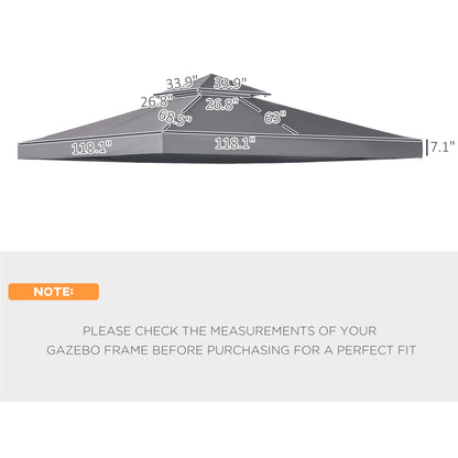 10' X 10' Gazebo Replacement Canopy 2 Tier Top UV Cover Pavilion Garden Patio Outdoor Dark Gray
