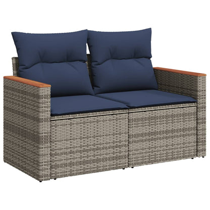 Garden Sofa with Cushions, 2-Seater, Poly Rattan