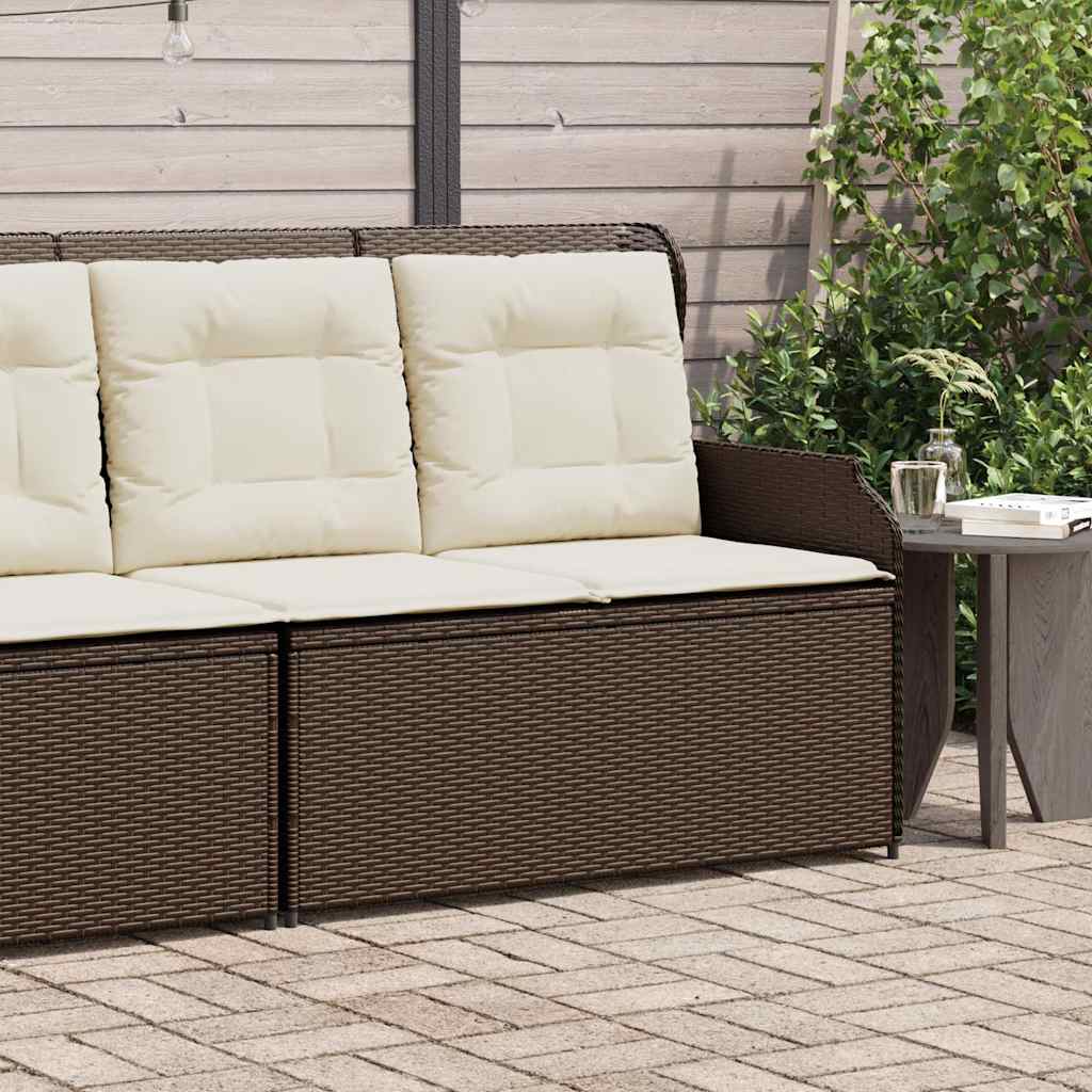 Adjustable Garden Bench with Cushions, Poly Rattan,