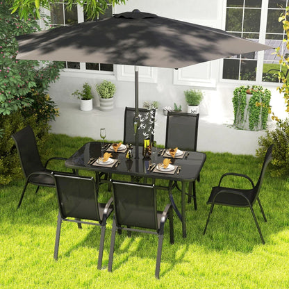 8 Pieces Patio Furniture Set With 9Ft Patio Umbrella, Outdoor Dining Table And Chairs, BlackMultiple Packages Shipped. Please Pay Attention To The Dimensions And Weight In The Details.