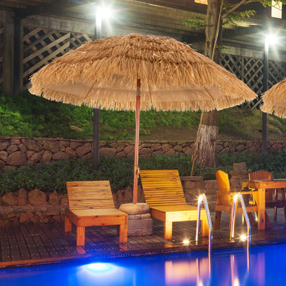 6.5 Feet Portable Thatched Tiki Beach Umbrella With Adjustable Tilt