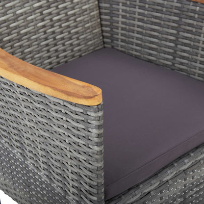 Garden Dining Chairs, 2 Pieces, Poly Rattan, Grey