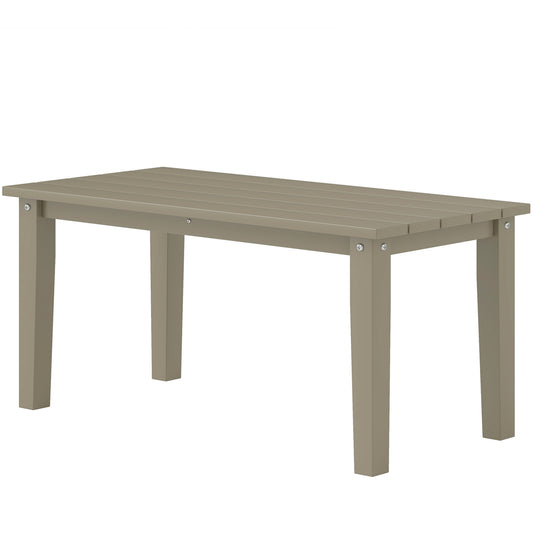 Rectangle Outdoor Coffee Table, HDPE All-Weather Outdoor Patio Table With Slatted Tabletop For Yard, Balcony, Brown