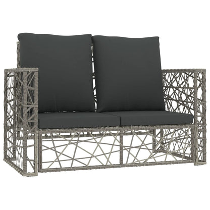 2-piece garden lounge set with cushions, poly rattan, grey