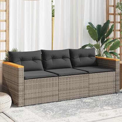 Garden Sofa with Cushions 3-Seater Poly Rattan