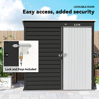 6' x 4' Outdoor Garden Shed, Metal Storage Shed with Lockable Door and Gloves for Backyard Garden Patio, Dark Gray