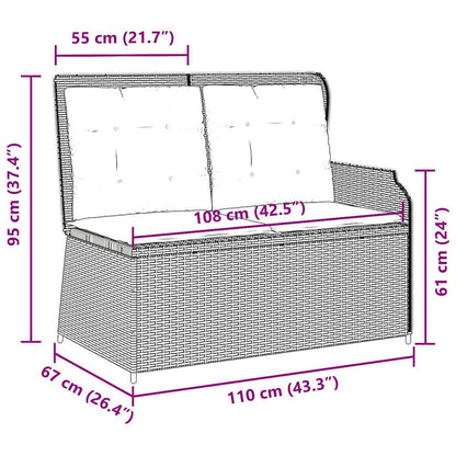 Adjustable Garden Bench with Cushions, Poly Rattan,