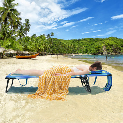 Beach Chaise Lounge Chair With Face Hole And Removable Pillow