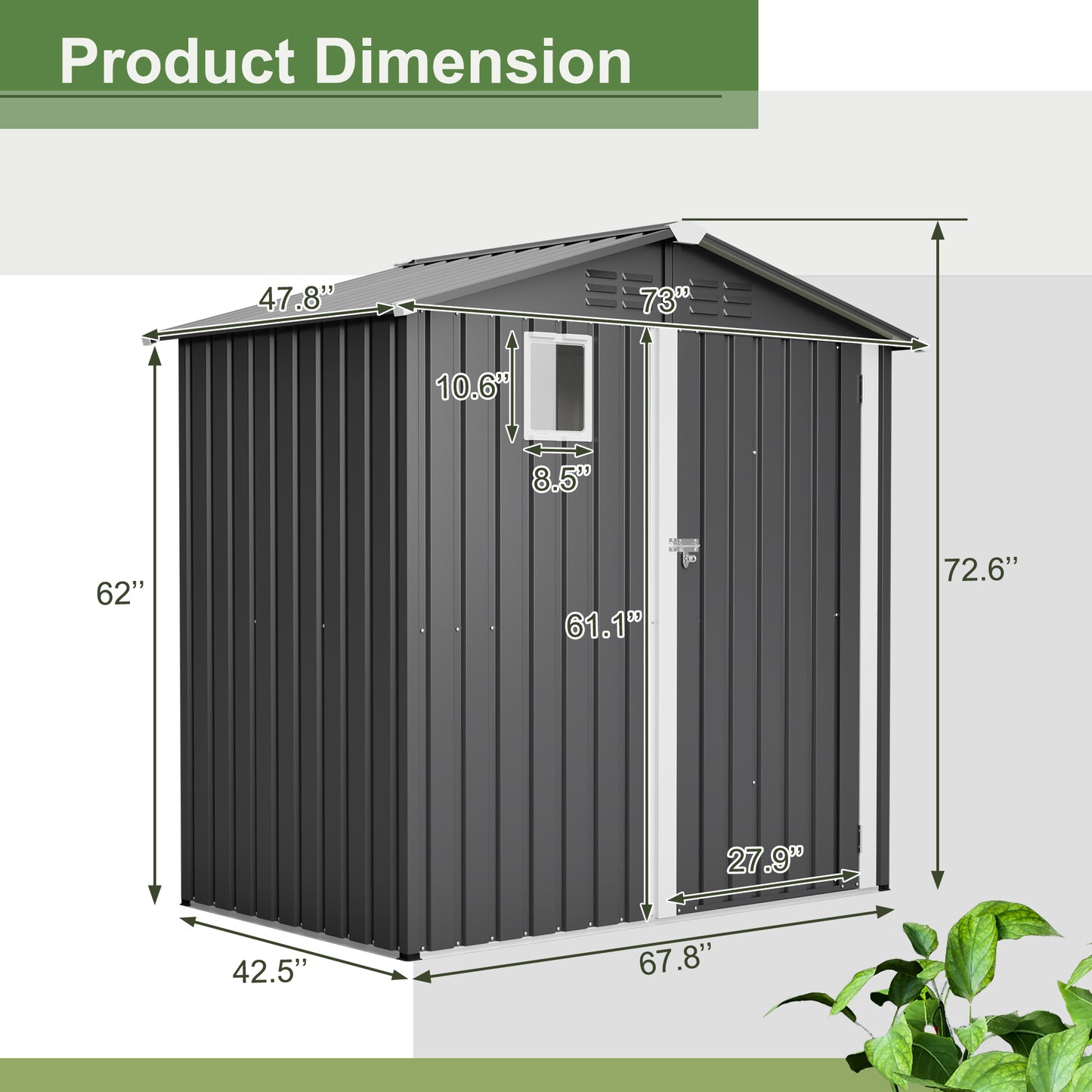 6FT X 4FT Outdoor Garden Shed - Durable, Weather-Resistant Storage With Lockable Hinged Doors And Sloping Roof