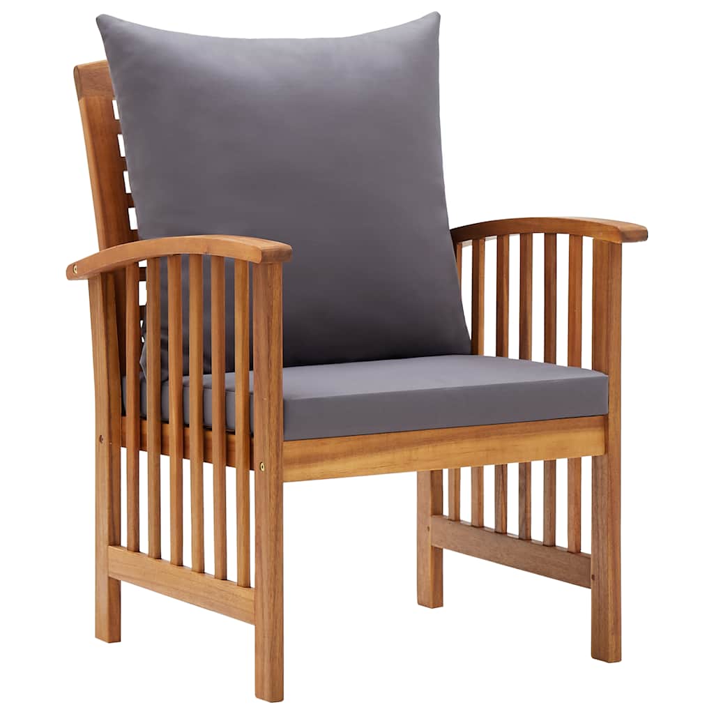 Garden Chairs with Cushions, 2 Pieces, Solid Acacia Wood