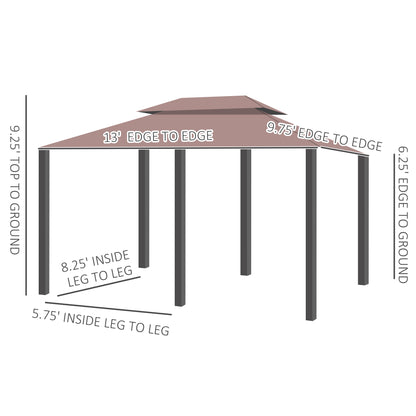 Gazebo 10x13 Khaki With Curtains Vented Roof And Steel Frame For Outdoor Use