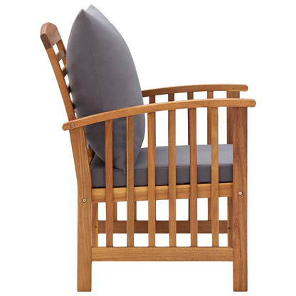 Garden Chairs with Cushions, 2 Pieces, Solid Acacia Wood