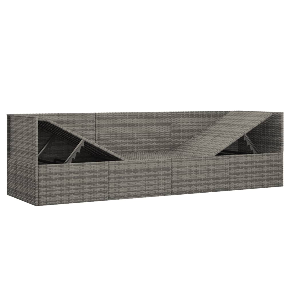 Outdoor Lounge Bed with Cushions Poly Rattan