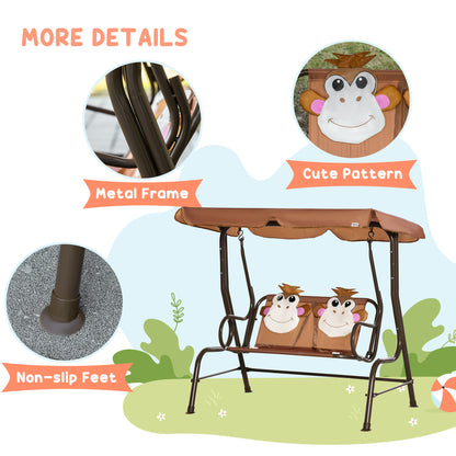 Porch Swing for Kids with Adjustable Canopy to Block Sun at Angles