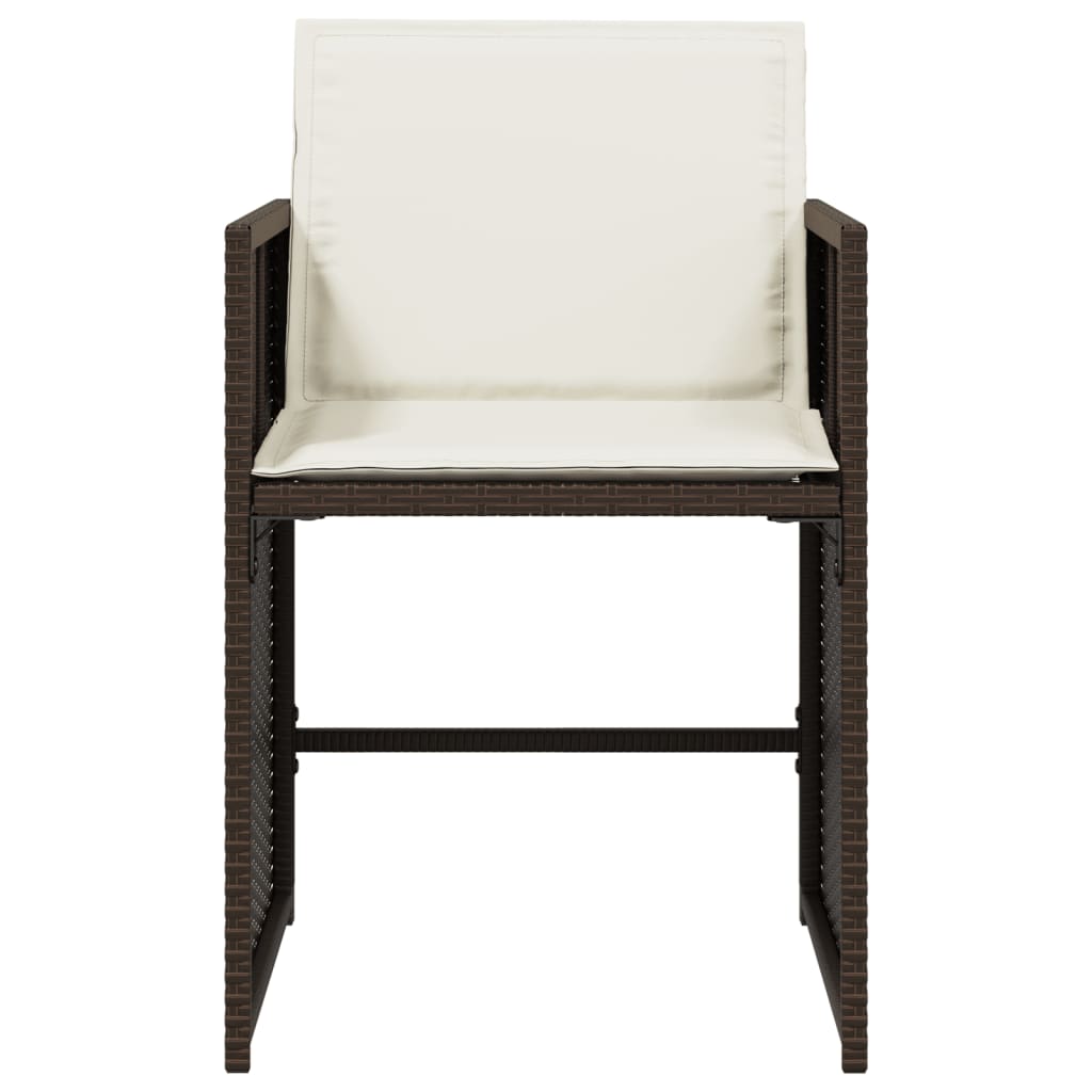 Garden Chairs with Cushions, 4 Pieces, Brown Poly Rattan