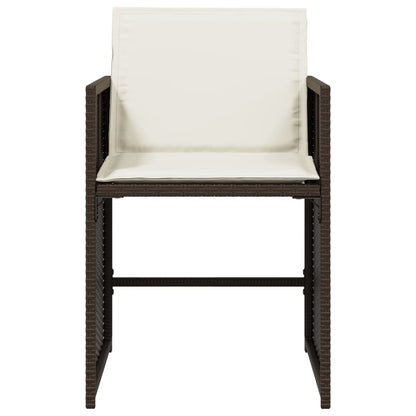 Garden Chairs with Cushions, 4 Pieces, Brown Poly Rattan