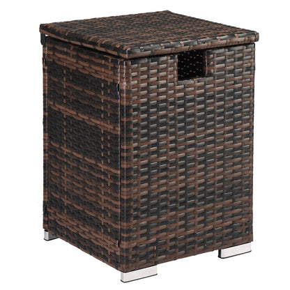 Gas Cylinder Storage, Brown Gradient, Braided Rattan Edging Table, 39.5x39.5x56.5cm