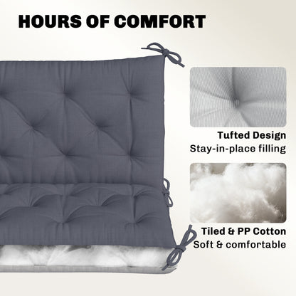 59" X 38" Tufted Bench Cushion For Outdoor Furniture, 3-Seater Replacement For Swing Chair, Patio Sofa/Couch, Dark Gray