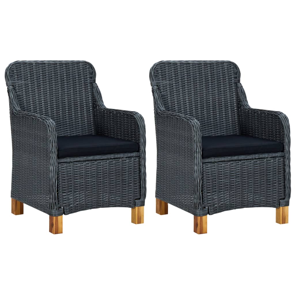 Garden Chairs with Cushions, 2 Pieces, Poly Rattan