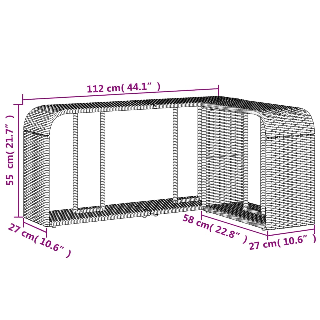 Storage Shelves, 2 pcs. Poly Rattan,   Outdoor Shelves