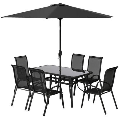 8 Pieces Patio Furniture Set With 9Ft Patio Umbrella, Outdoor Dining Table And Chairs, BlackMultiple Packages Shipped. Please Pay Attention To The Dimensions And Weight In The Details.