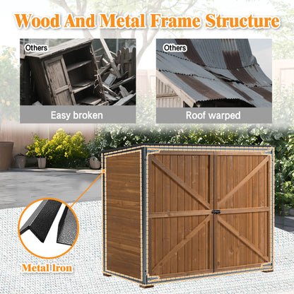 Outdoor Storage Cabinet 50.4L X 26.8W X 41H Ft Garden Shed Tool Shed With Metal Frame Structure For Garden Patio Lawn Brown
