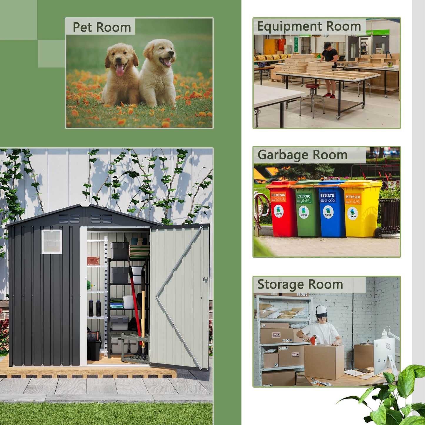6FT X 4FT Outdoor Garden Shed - Durable, Weather-Resistant Storage With Lockable Hinged Doors And Sloping Roof