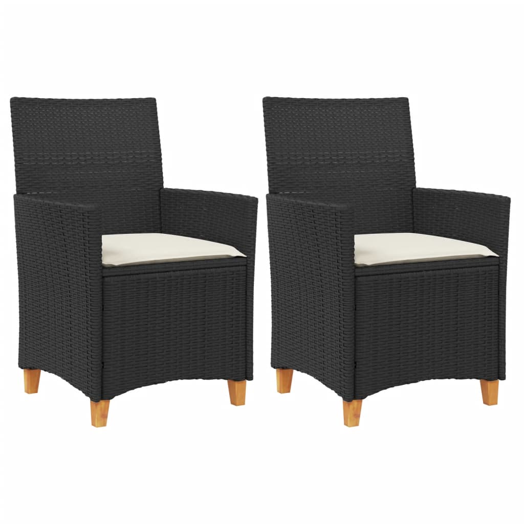 Garden Chairs with Cushions, 2 Pieces, Poly Rattan