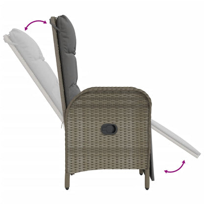 Garden Relaxing Chairs, 2 Pieces, with Table, Poly Rattan