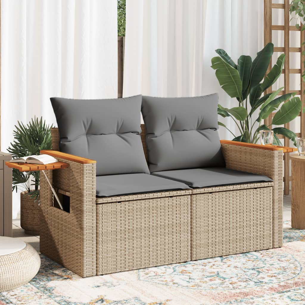 Garden Sofa with Cushions 2-Seater Poly Rattan