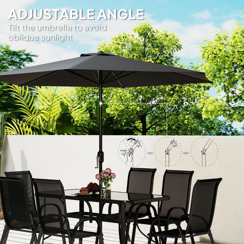 8 Pieces Patio Furniture Set With 9Ft Patio Umbrella, Outdoor Dining Table And Chairs, BlackMultiple Packages Shipped. Please Pay Attention To The Dimensions And Weight In The Details.