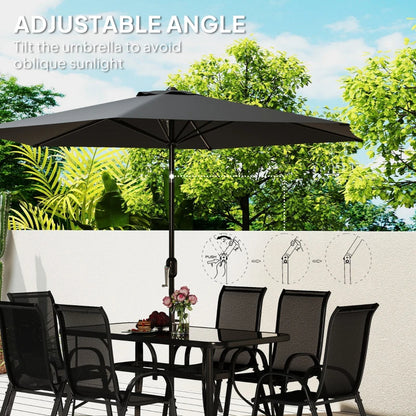 8 Pieces Patio Furniture Set With 9Ft Patio Umbrella, Outdoor Dining Table And Chairs, BlackMultiple Packages Shipped. Please Pay Attention To The Dimensions And Weight In The Details.