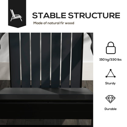 Modern Adirondack Chair With Cupholder Supports 330 Lbs For Patio Garden Lawn Black