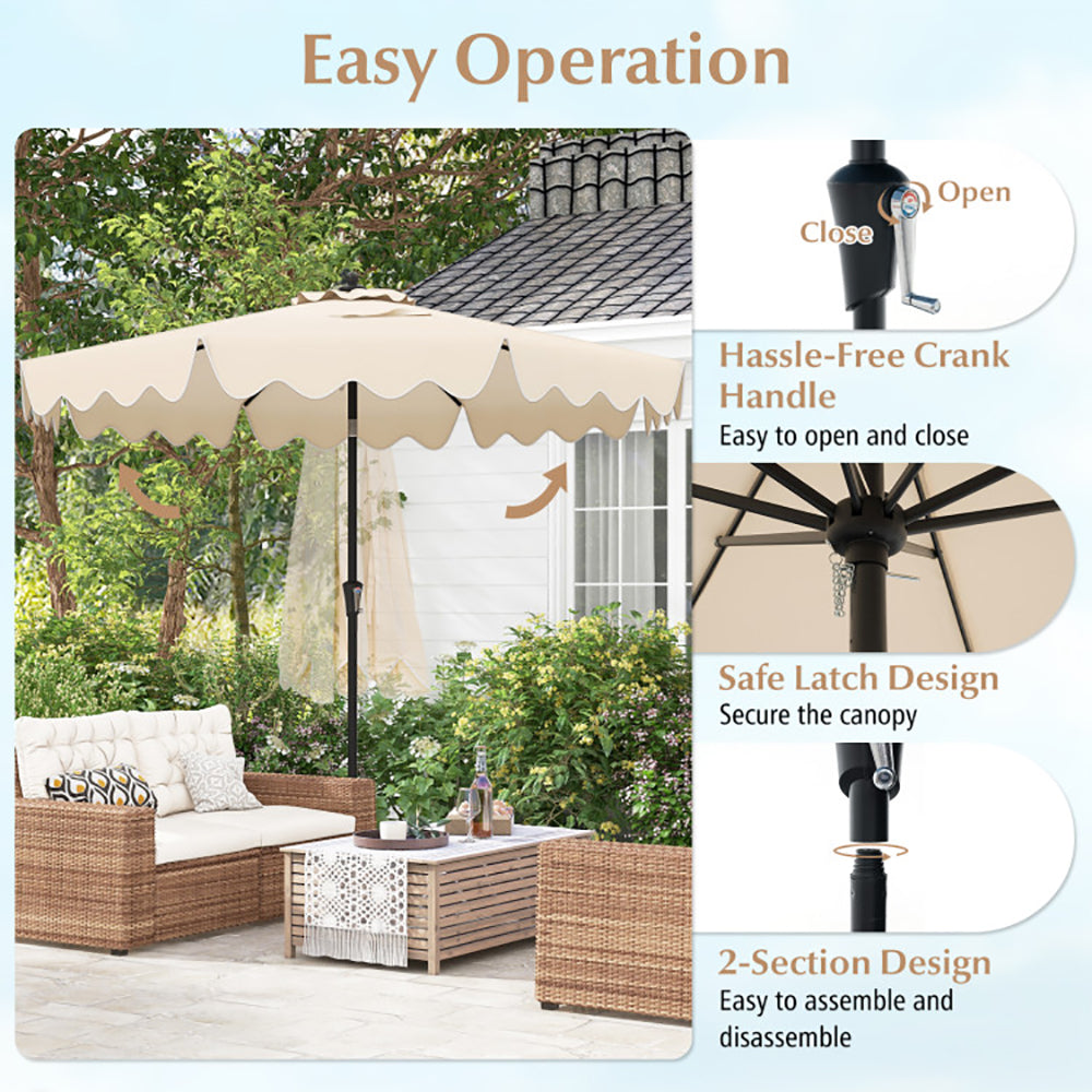 9 Feet Patio Umbrella With Crank Handle And Push Button Tilt