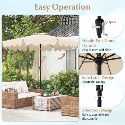 9 Feet Patio Umbrella With Crank Handle And Push Button Tilt