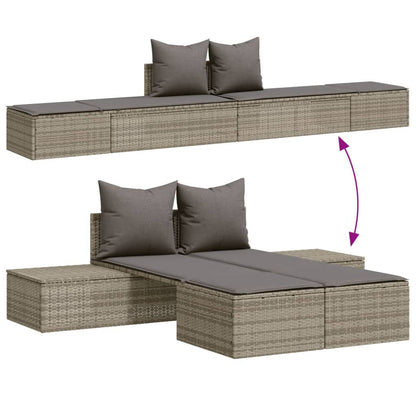 Double Sun Lounger with Cushions Poly Rattan