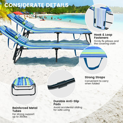 Beach Chaise Lounge Chair With Face Hole And Removable Pillow