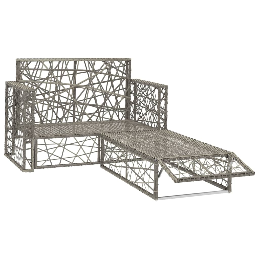 2-piece garden lounge set with cushions, poly rattan, grey
