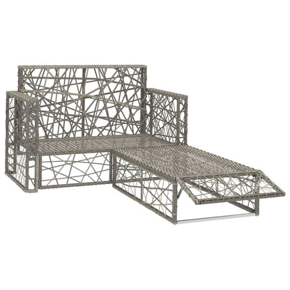 2-piece garden lounge set with cushions, poly rattan, grey