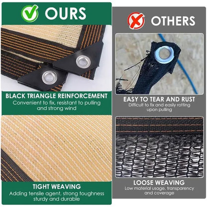 Beige Rectangle Square Sun Shade UV Blocking Breathable Vinyl Mesh Fabric For Outdoor Greenhouse Covers Plants Heavy Duty Commercial And Residential