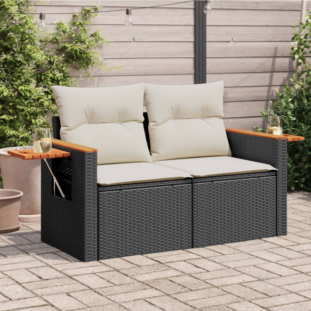 Garden Sofa with Cushions 2-Seater Poly Rattan