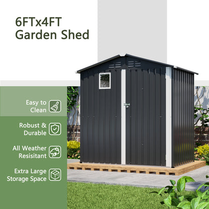 6FT X 4FT Outdoor Garden Shed - Durable, Weather-Resistant Storage With Lockable Hinged Doors And Sloping Roof