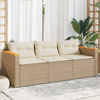 Garden Sofa with Cushions 3-Seater Poly Rattan