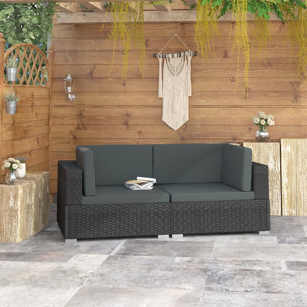 Corner Sofas 2 pcs. with Cushions Poly Rattan