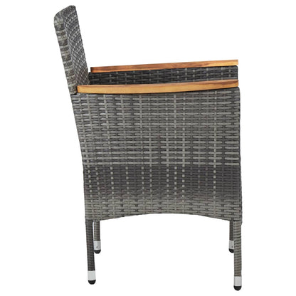 Garden Dining Chairs, 2 Pieces, Poly Rattan, Grey
